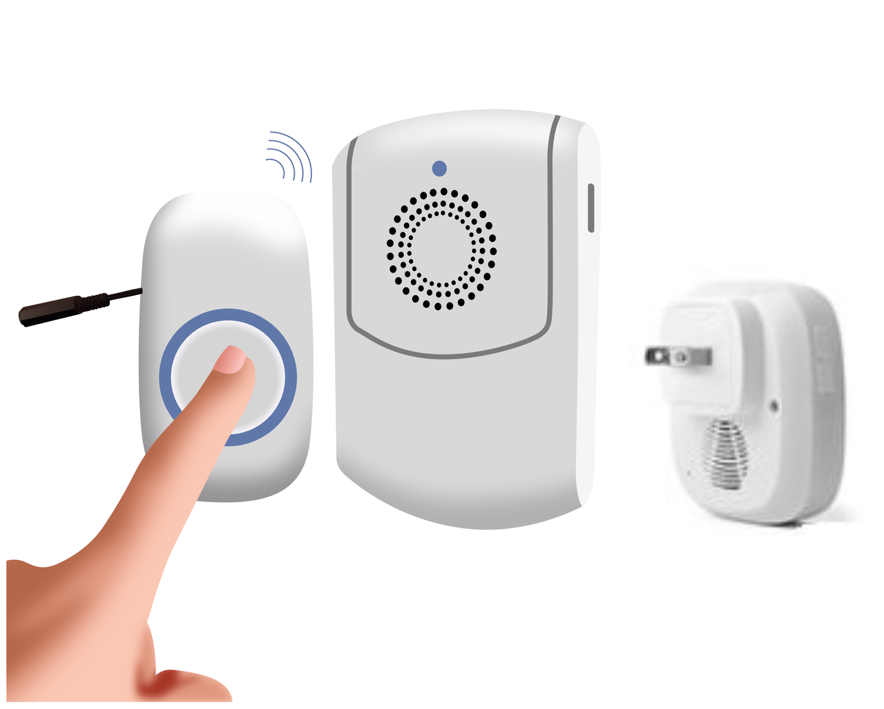 Switch Adapted Wireless Attendant Call Button Vibrating Alert Chime